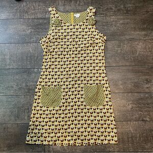 Vintage Yellow and Brown Geometric Mini Dress